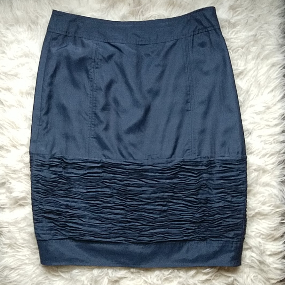 BOSS Hugo Boss Silk Blend Navy Blue Skirt Pencil  4